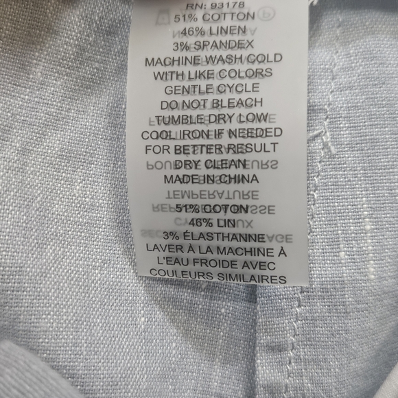 Elie Tahari Linen Blend Wide Leg Trousers Womens Size 6 Blue High Rise Pants - Picture 7 of 7